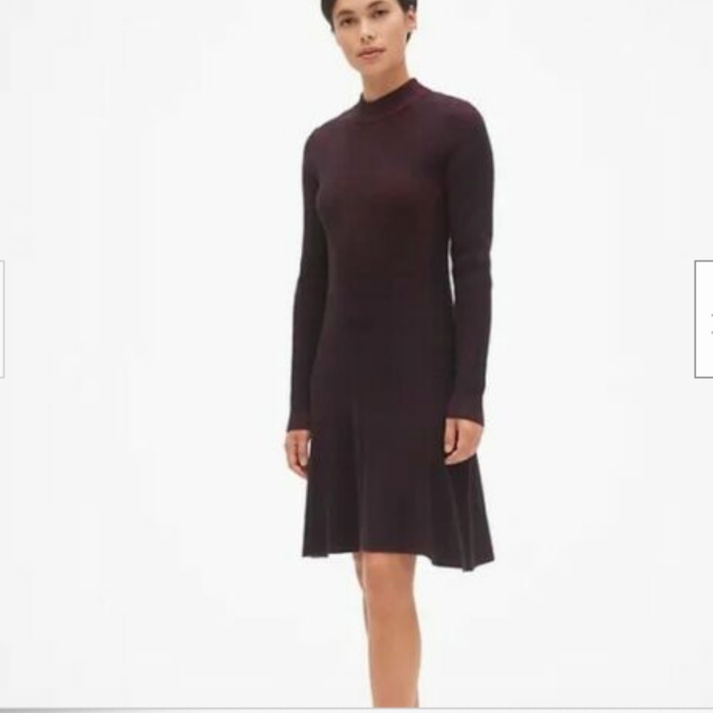 GAP Ribbed Mockneck Sweater Dress Burgundy ST